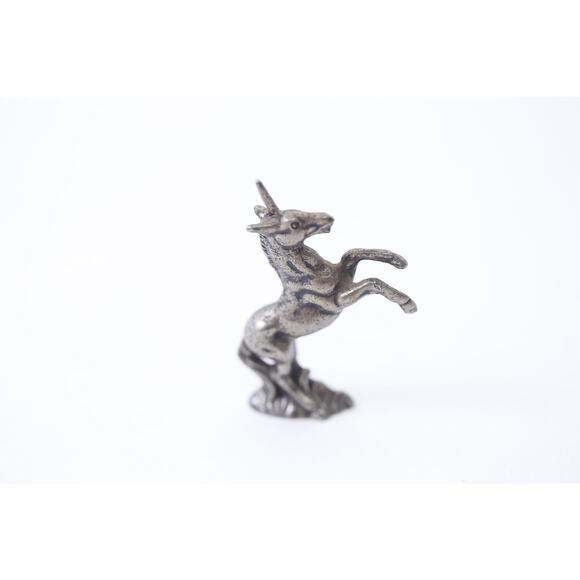80s, Rearing, Unicorn, Pewter, Statue, Miniature, Game Piece, Statuette, Vintage - Picture 2 of 3